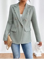 Women s Turn Down Collar Double Breasted Suit Jacket