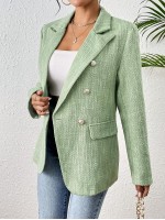 Frenchy Women Fashionable And Elegant Gold Button Commuter Suit Jacket