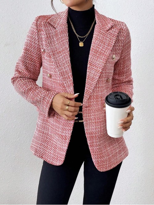 Fashionable Double Breasted Suit Jacket Autumn