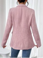 Frenchy Double Breasted Suit Jacket With Lapel Collar