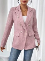 Frenchy Double Breasted Suit Jacket With Lapel Collar