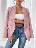 Frenchy Double Breasted Suit Jacket With Lapel Collar