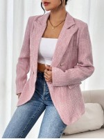 Frenchy Double Breasted Suit Jacket With Lapel Collar