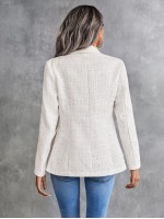 Lapel Neck Double Breasted Tweed Blazer