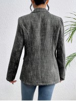 Spring Autumn Casual Notched Collar Double Breasted Blazer