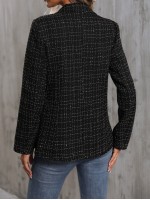 Lapel Neck Double Breasted Tweed Blazer