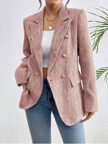 Ladies Button Decoration Simple Daily Long Sleeve Blazer Jacket