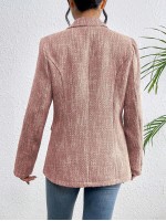 Ladies Button Decoration Simple Daily Long Sleeve Blazer Jacket