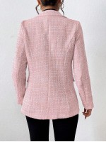 Plain Color Double Breasted Elegant Long Sleeve Suit Jacket