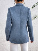 Women s Elegant Collar Double Breasted Suit Jacket Perfect For Commutes