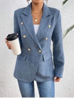 Women s Elegant Collar Double Breasted Suit Jacket Perfect For Commutes