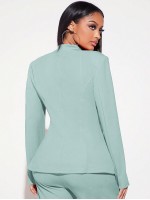 Ladies Single Breasted Blazer With Rounded Collar