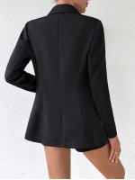 Women s Lapel Collar Single Button Long Sleeve Blazer