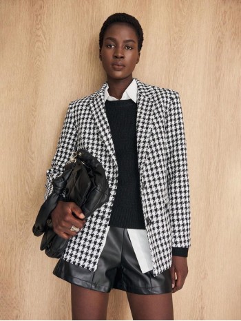 Houndstooth Pattern Women s Business Blazer