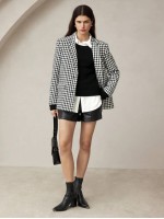 Houndstooth Pattern Women s Business Blazer