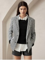 Houndstooth Pattern Women s Business Blazer