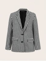 Houndstooth Pattern Women s Business Blazer