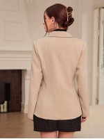 Simple Solid Color Linen Style Casual Business Long Sleeve Blazer