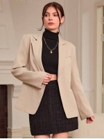 Simple Solid Color Linen Style Casual Business Long Sleeve Blazer