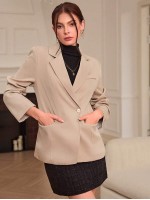 Simple Solid Color Linen Style Casual Business Long Sleeve Blazer