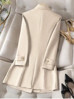 Women s Casual Elegant Cinched Waist Solid Color Cuff Detail Long Sleeve Blazer