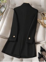 Women s Casual Elegant Cinched Waist Solid Color Sleeve Detail Long Sleeve Blazer