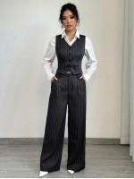 Women s Casual Striped Blazer Vest And Suit Pants Set