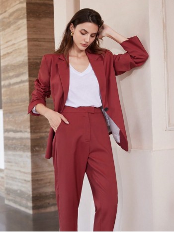 Solid Color Minimalist Office Lady Fashion Women s Suit Set