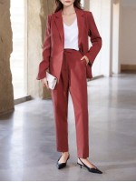 Solid Color Minimalist Office Lady Fashion Women s Suit Set