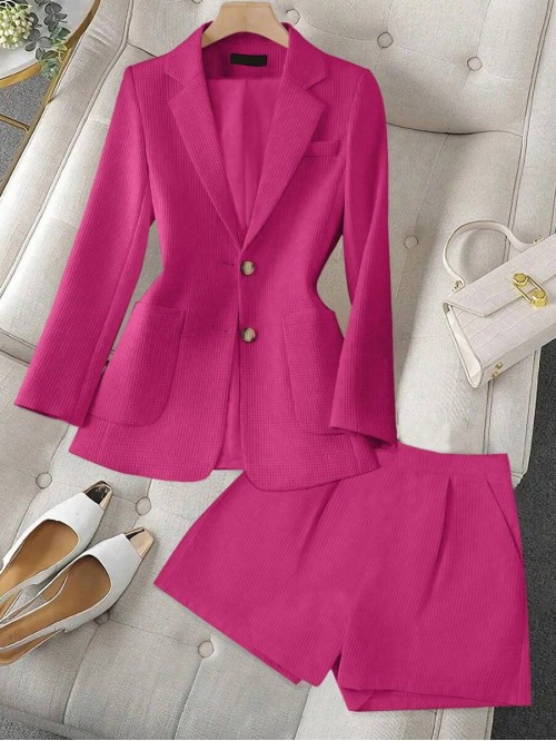 Lapel Neck Single Breasted Blazer Shorts Spring Summer