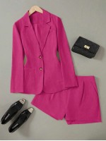 Lapel Neck Single Breasted Blazer Shorts Spring Summer